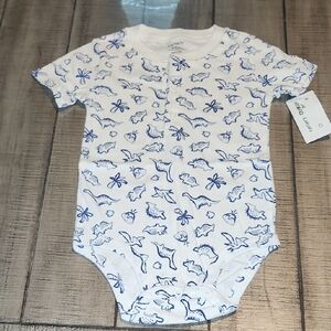 NWT Carter's Blue and White Dinosaur Print Kids One Piece